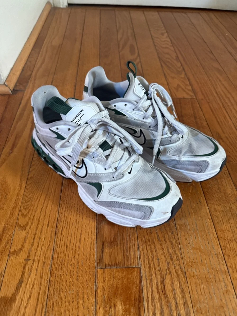 Women’s Nike Zoom Air White and Dark Green Athletic Sneakers